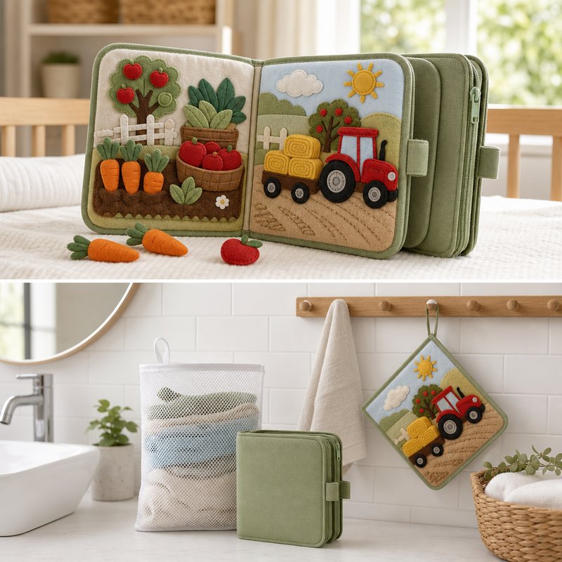 Farm Harvest Sorting Quiet Book care and cleaning instructions