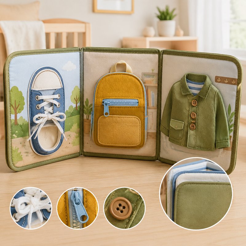 Contextual Life Skills Cloth Book safety features — baby-safe construction