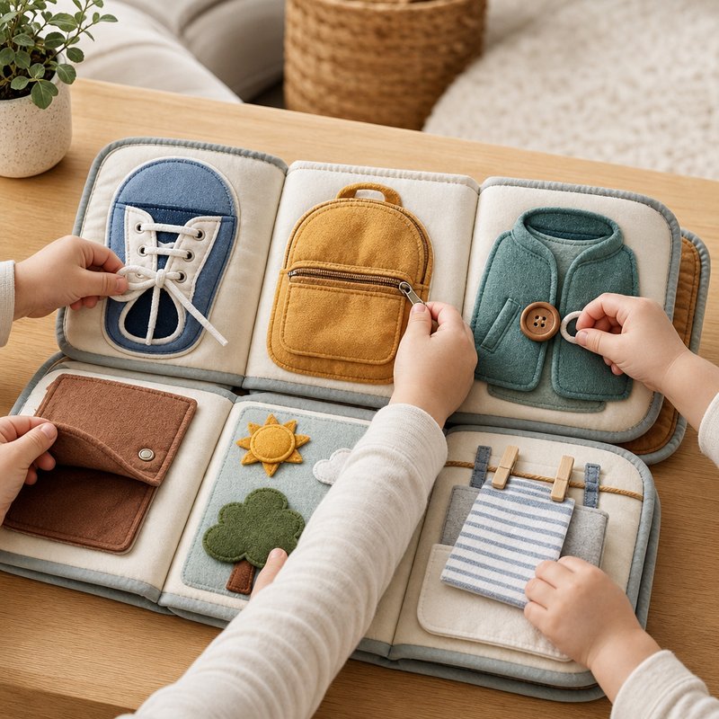 Contextual Life Skills Cloth Book interactive play demonstration