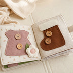 Reinforced Button Busy Book fabric texture and stitching details