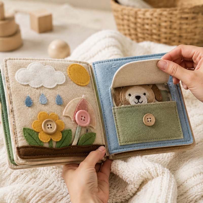 Reinforced Button Busy Book interactive play demonstration