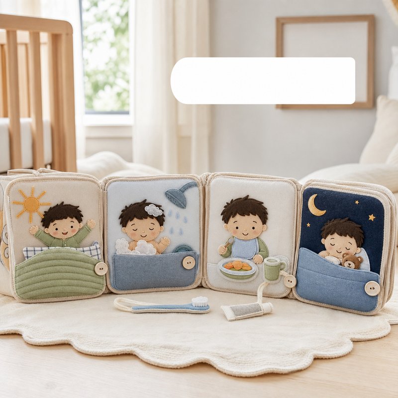 Daily Routine Sequence Cloth Book safety features — baby-safe construction