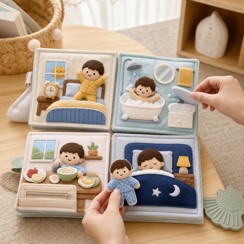 Daily Routine Sequence Cloth Book interactive play demonstration