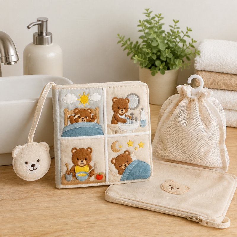 Daily Routine Sequence Cloth Book care and cleaning instructions