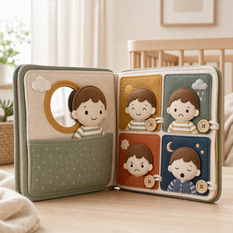 Emotion Learning Role-Play Cloth Book safety features — baby-safe construction