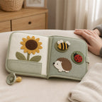 Magnetic Closure Quiet Book size comparison with baby hands