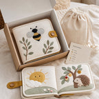 Gift-Grade Quiet Book Set with Packaging fabric texture and stitching details