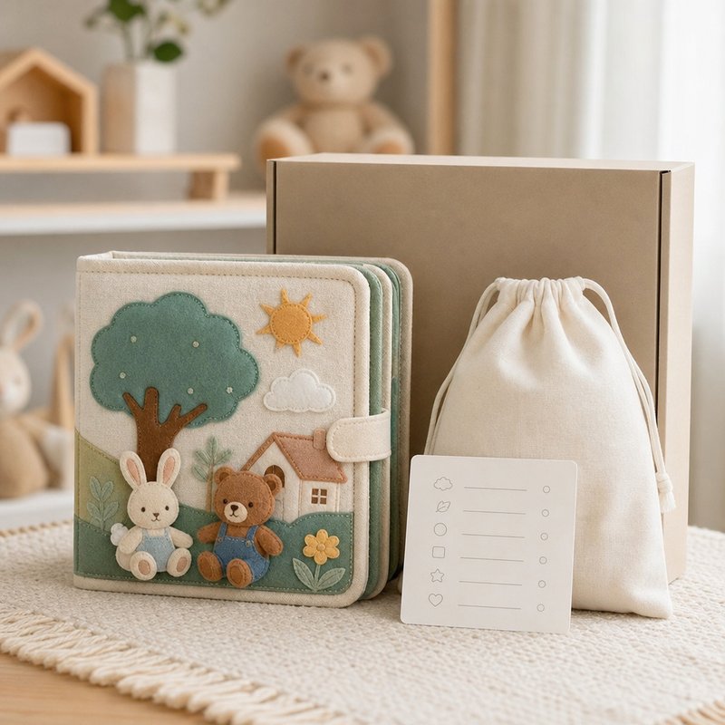 Gift-Grade Quiet Book Set with Packaging gift-ready packaging and details