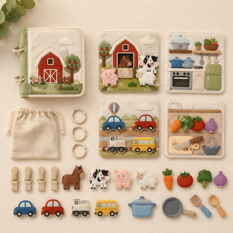 Modular Expandable Quiet Book System unboxing and contents — baby cloth book by SINOMUSE