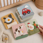 Modular Expandable Quiet Book System size comparison with baby hands