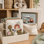 Modular Expandable Quiet Book System gift-ready packaging and details